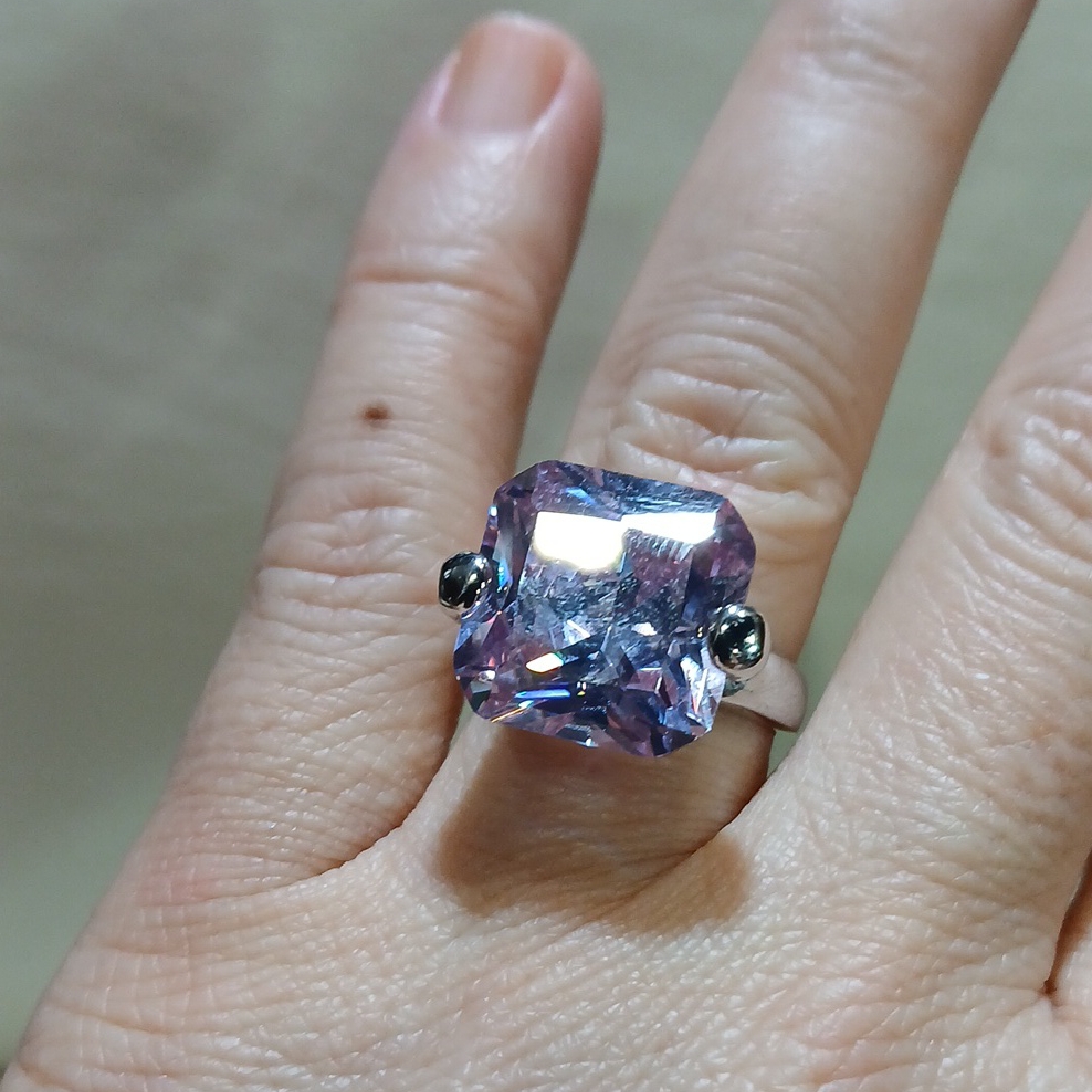 Sterling Silver Cushion Cut Lavender Ge Ring | Modern Raised Setting | Size 8